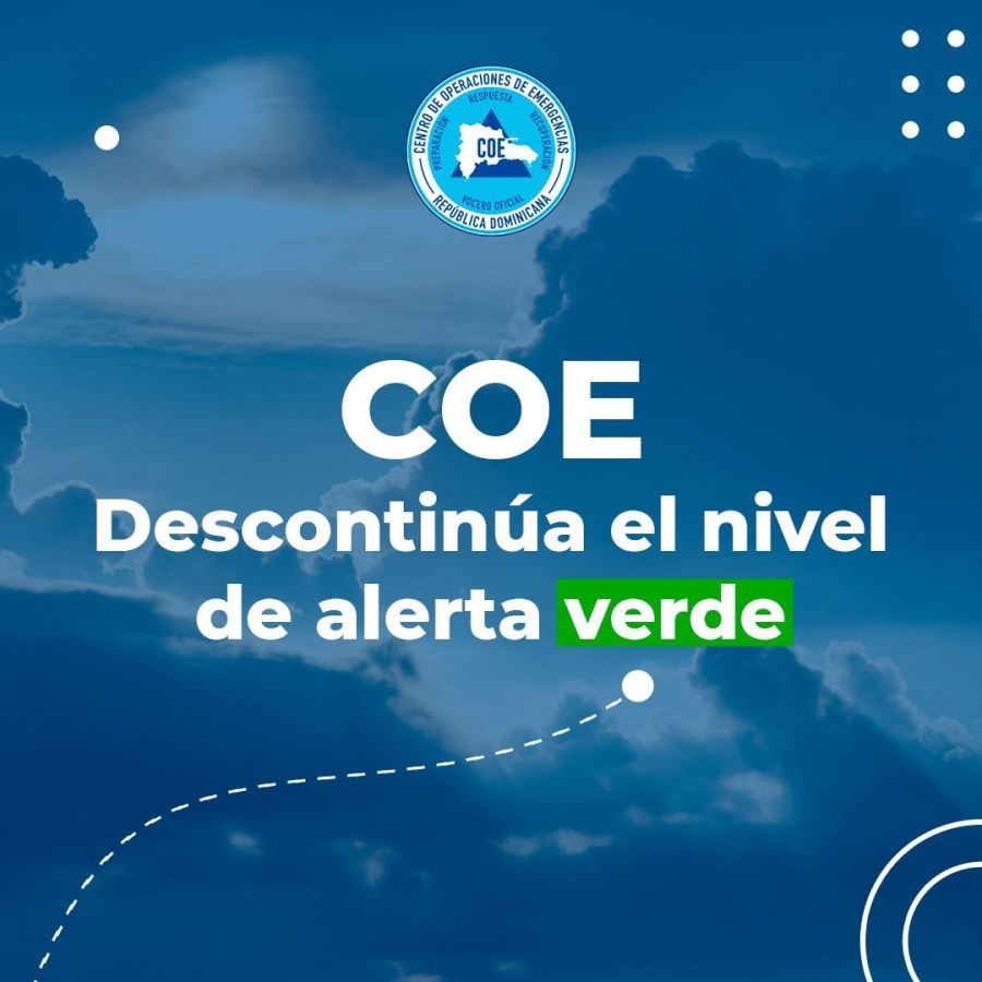 COE descontinúa nivel de alerta verde